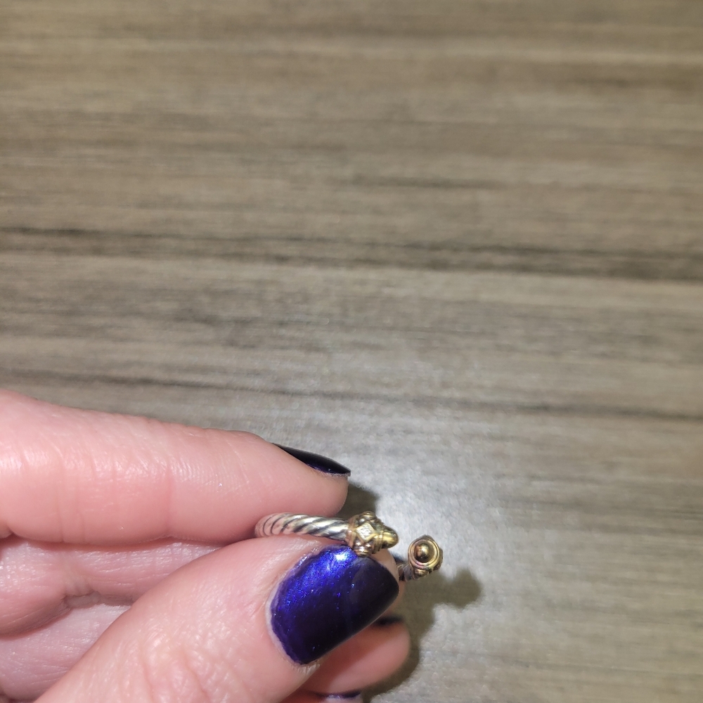 David Yurman Sz 6 Silver 14k Gold Renaissance Ring With Diamonds 2.3mm Wide - Picture 7 of 8